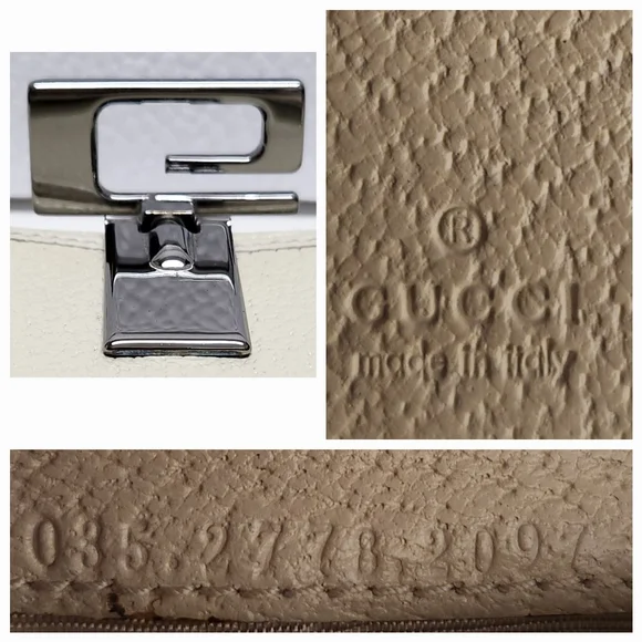 GUCCI G Clasp Continental Pebble Grain Ivory Leather Wallet Auth #035.2778.2097 - Picture 14 of 16